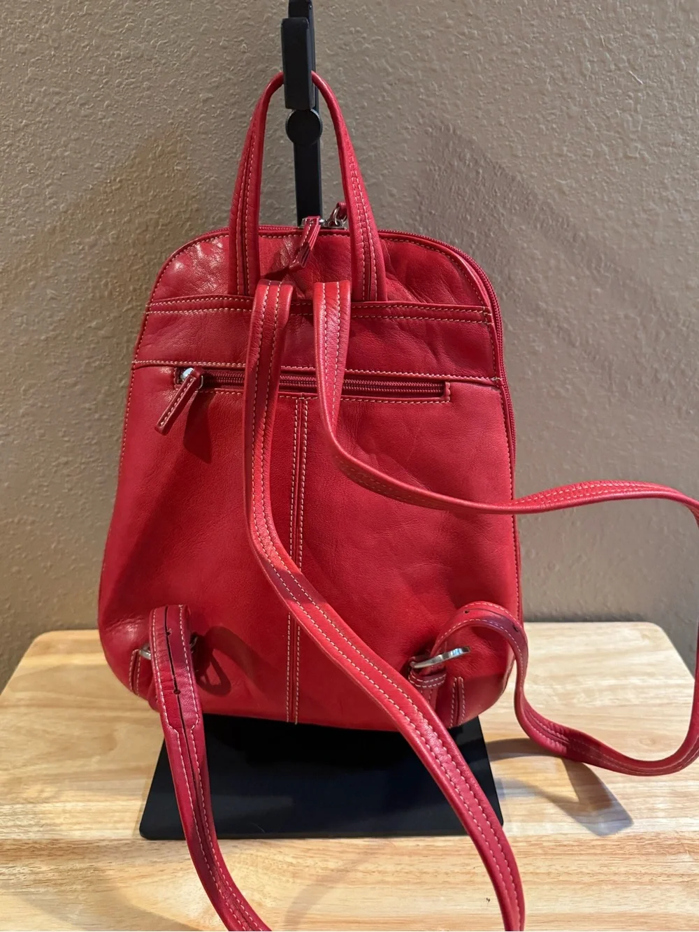 Tignanello Red Leather Backpack